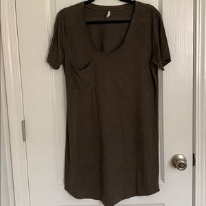 Suede V-Neck T-shirt Dress